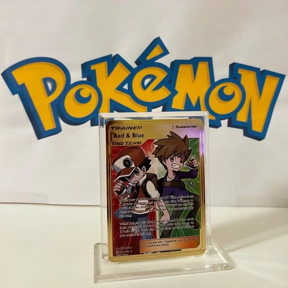 Pokemon | Toys | Pokmon Red Blue 234236 Sun Moon Cosmic Eclipse Metal Gold  Card | Poshmark